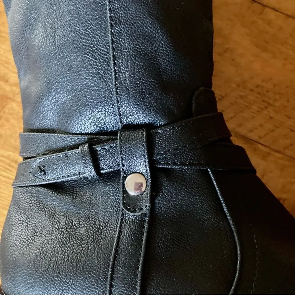 NEW Life Stride Xtrovert Knee High Riding Boot Black Faux Leather Size 6